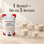 Ein Beutel Sandlight Kerzensand ergibt bis zu fuenf Kerzen
